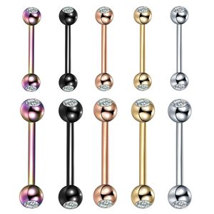 1pc Edelstahlkristallzunge Piercing Langhantel 14G 16G Charming Edelstein Ohrknorpel Helix Stollen Schmuck Sexy Nippel Piercings 240429