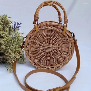 Storage Bags Personality Rattan Woven Bag Simple Fashion Handbag Hand Cross Body Rural Retro Shoulder