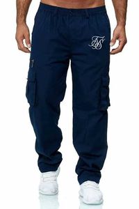 Calças masculinas Novo calças de trabalho de bolso multi -bolso casual para homens ao ar livre calças de fitness de perna lisa e solta calças de fitness calças casuais y240513