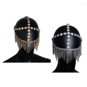 Party Supplies Adjustable Luxury Rhinetone Headwear Nightclub Cover Face Jewelry For Dance Shiny Crystal Tassel Veil Mask