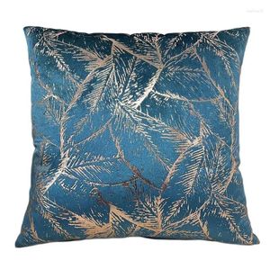 Pillow Selling Leaf Foil Printing Square Velvet Plant Cover Rose Gold Stamping Throw Pillowcase