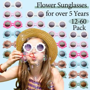 YOQT Sunglasses 12-60 pieces of round flower sunglasses suitable for girls cute glasses outdoor beach birthday parties childrens gift d240513