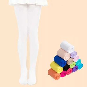 Meias infantis Primavera/outono Candy colorido crianças meias adequadas para meninas para crianças Velvet White Pantyhose Childrens Ballet Socks D240513