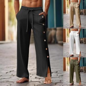 Calça masculina calça de algodão solta o verão casual respirável