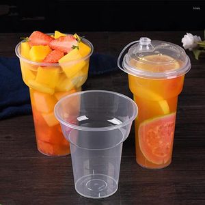 Caglie di tazze usa e getta da 50 pezzi da tè latte tazza di plastica succo di plastica succo netto iniezione ispessita iniezione torcia caffettiera imballaggio