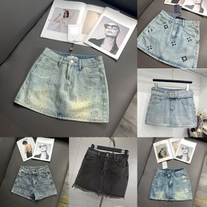 Designer Women's Skirts Full Embroidered Logo Print Washed Vintage Denim Shorts Fashion Slim Women's Denim Skirts