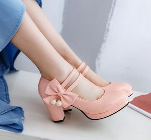 Ymechic Summer 2020 New Fashion Sady Sward Bride Mary Jane Shoes High Heels Platform Platform Platfers Bowtie Loop Block Shoe 9270654