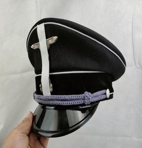 WWII WW2 Niemiecka oficer armii Visor Hat Wool Wool Cap z odznaką czarną 57 58 59 60 61 62 cm Recenactions 2208178452060