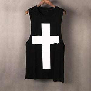 Erkekler yaz moda punk rock hip hop tank üst vücut geliştirme kolsuz gömlek kadın çapraz baskılı gündelik yelek sokak giyim 240513