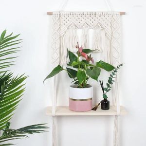 Arazzi Macrame Macrame Floro Floro Basket Wall Woven intrecciato a mano Pianta per pianta di corda per pianta pianta decorazione per la casa per la casa