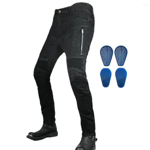 Motorcykelkläder förstärker aramid män som rider byxor motocross racing cykling hockey cyklist jeans med 4 x silikon honungskaka kuddar