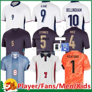 England fotbollsskjorta Bellingham Rashford Kane 2024 Euro Cup 2025 Soccer Jersey National Team Home White Away Men Kid Kit Women Saka Rice Foden S-4XL