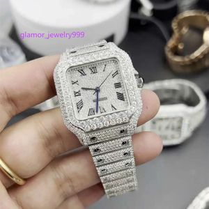 VVS de aço inoxidável Gem Stone Stone Diamond Moissanite Watch