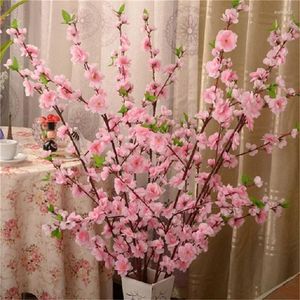 Kwiaty dekoracyjne 65 cm sztuczna wiśniowa wiosna śliwka Brzoskwini Blossom Branch Silk Flower Tree Decor Strona główna jadalnia