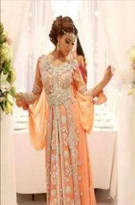 Elegant Kaftan Abaya Arap gece elbiseleri boncuklu payetler aplikeler şifon uzun resmi önlükleri dubai müslüman balo elbiseleri8656787