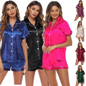 Home Clothing Damen Seiden Satin Pyjamas Pyjama Set Nachtwäsche Pijama Anzug Frauen Schlaf zwei Stück Frauen Loungewear Plus Size