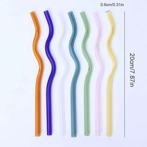 Eco di vetro bere in vetro riutilizzabile ad alta resistenza alla temperatura borosilicata Clead Clearled Wavy Latte Straws FY5320 FY5320