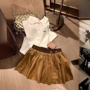 Two Piece Dress designer brand Trendy Two-piece Polo Collar Letter Short Sleeved Top Paired with Pleated Skirt Casual Versatile T-shirt Women's Set UBSV