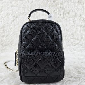 Bolsa feminina de couro de caviar de gola de designer 7A - Estilo minimalista clássico para transportar e mochila de transporte à mão