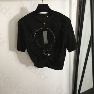 Pin talia T Shirt Kobiet Designer Marka Bluzka stylowa uliczna prasa prasowa krótka koszula plisowana bluzka