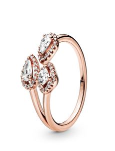 925 Sterling Silver CZ Diamond Gioometrica a forma aperta Designer di lusso Gioielli Oro Rosa Gold Women Anelli con logo e OR8772074