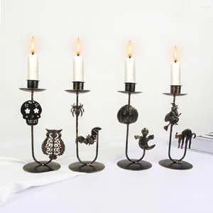 Candele Halloween Halloween Vantaggio Vintage DEGORIZIONE RETRO CHIET Creative Witch Ghost Bat Stand Candlelight Nordic