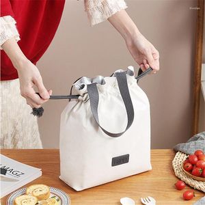 Storage Bags Portable Drawstring Women's Thermal Lunch Waterproof Picnic Pouch Food Insulated Cooler Container Fridge Bag For Office