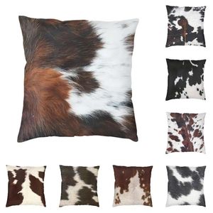 Pillow Scottish Highland Cow Cowhide Texture Cover 3D Print Animal Hide Leather Throw Case Sofa Car Home Decor
