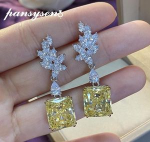 Sparking 100 925 Sterling Silver Created Moissanite Citrine Gemstone Drop Dangle Earrings Women Fine Jewelry Whole Chandeli3604066