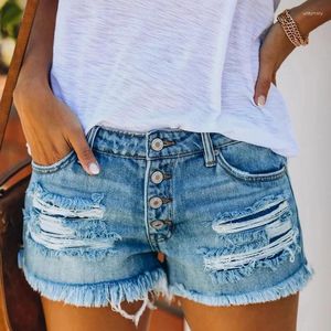 Kvinnors jeans 2024 En typ av smal fit Wash Women's Shorts på våren och sommaren