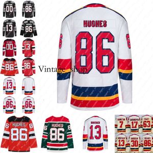 Vin 13 Nico Hischier Jersey Jack Hughes (A) Dougie Hamilton Martin Brodeur Yegor Sharangovich Jesper Bratt Hockey Jerseys White Green Red B