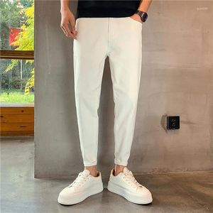 Мужские джинсы 2024 Уличная одежда Слим прямой белые умные повседневные джинсовые брюки Y2K Clothing Fashion Dinth Bins
