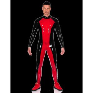 100% латекс-резиновый боди Blackred Tight Suit Posiling Striping Zip 0,4 мм S-XXL Catsuit костюмы