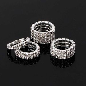 Wedding Rings Elastic Ring Fashion Crystal Set Finger Unique Engagement Promise Jewelry Gifts Q240511