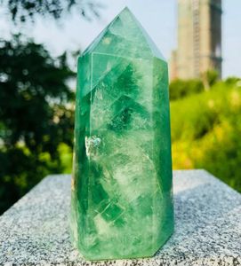 A Natural Green Fluorite Quartz Obelisk Crystal Wand Point Healing7071788