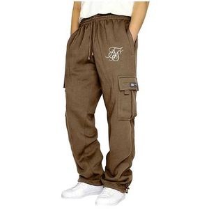 Men's Pants Autumn and winter plush sports and leisure pants for men with multiple pockets and loose work clothes tied with ropes. Mens pa Y240513