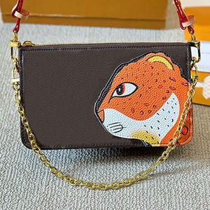 Crossbody Bag Pouch Small Handbag Designer Bags Coated Canvas Shoulder Bag Zip Closure Gold Color Hardware Grained Calfskin Patch Of A Leopard Clutch Wallet Purse