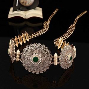 Bel Zincir Kemerleri Lüks Fas Gelin Vücut Takı Kadınları Ceinture Rhinestone Cafe Elbise Kemeri Altın Metal Bijoux Hediye Q240511