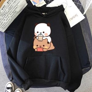 Men's Hoodies Sweatshirts Bubu And Dudu Drink Bubble Tea Print Women Hoodie Kawaii Female Sweatshirt Harajuku Loose Long Slve Plus Size Clothes Tops T240510