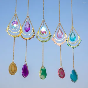 Dekorativa figurer som hänger hängande kristallprismode Fashion Gift Natural Stones Agate Rainbow Maker Sun Catchers Window Decor