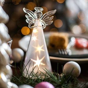 Night Lights Angel Glass Night Light Chulty Decorative Gift Glowing Childrens Room Light Coffee Shop Bar Hem Desktop Decorative Night Light S240513