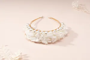 Dekorativa blommor torkad blomma bröllop huvudbonad elegant brud pärla krona vit romantiska hår tillbehör brudtärna leveranser tjej