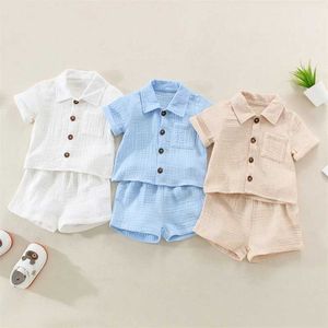 Наборы одежды Baby Boy Summer Casual Clothing для маленьких детей твердый цвет с коротки