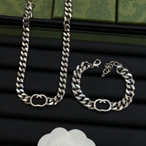 Women Designer Choker Necklace Bracelet Gold Silver Color G Letter Simple Pendant Necklace Copper Luxury Brand Sets