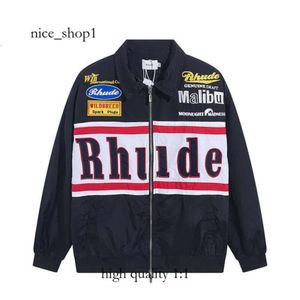 RHUDEジャケットメンズジャケット刺繍ビッグRHUDEラウンドパッチラベルジッパージャケット高品質のカジュアルメン女性1 1 RHUDEジャケットアウトドアウィンドブレーカーコート1175