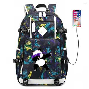 Backpack Men Women 2024 Hip Hop Panda Dabbing Bag della scuola di tela Backpacks Travel Daily Daily