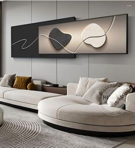 Placas decorativas Decoração da sala de estar pintura avançada senso led mural leve mural moderno sofá abstrato parede de fundo