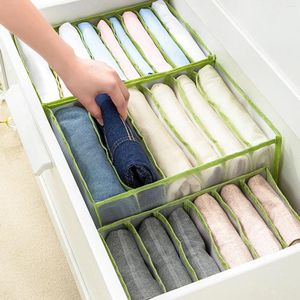 Aufbewahrungsbeutel 3pcs Set Jeans -Fachkasten Schrank Kleidung Schublade Netz Trennung Stapelhosen Teiler Home Organizer