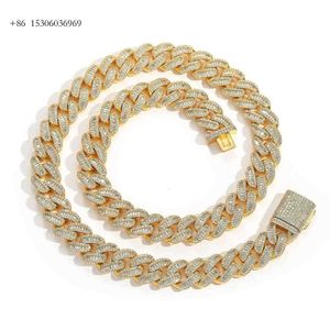 Pass Tester Baguette VVS Cuban Link Iced Out Hip Hop Jewelry Moissanite Diamond Chain Rapper Necklace