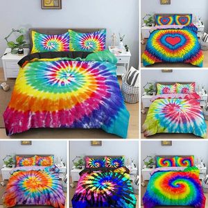 Bettwäsche Sets Krawatte Dye Twin Boho Bettbedeckung Böhmische Hippie -Betspannung 2/3 Stück Blau Bett Set für Jungen Mädchen